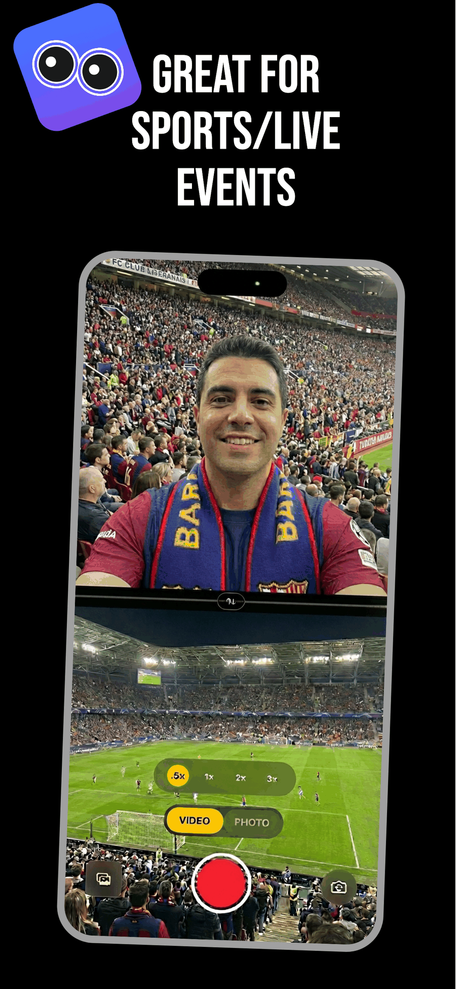 DualCapture app screenshot 4: dual camera recording on iPhone